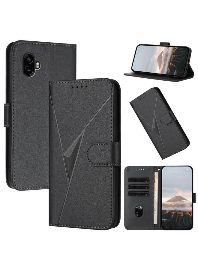erorex Case For Samsung Galaxy XCover6 Pro Triangle Pattern Buckle Clasp Leather Phone Case - Image 1