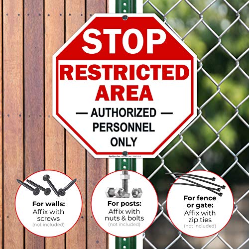 Sigo Signs Restricted Area Sign Authorized Personnel Only, Do Enter Sign, 12x12 Inches, Rust Free .040 Aluminum, Fade Resistant, Made in USA - Image 4