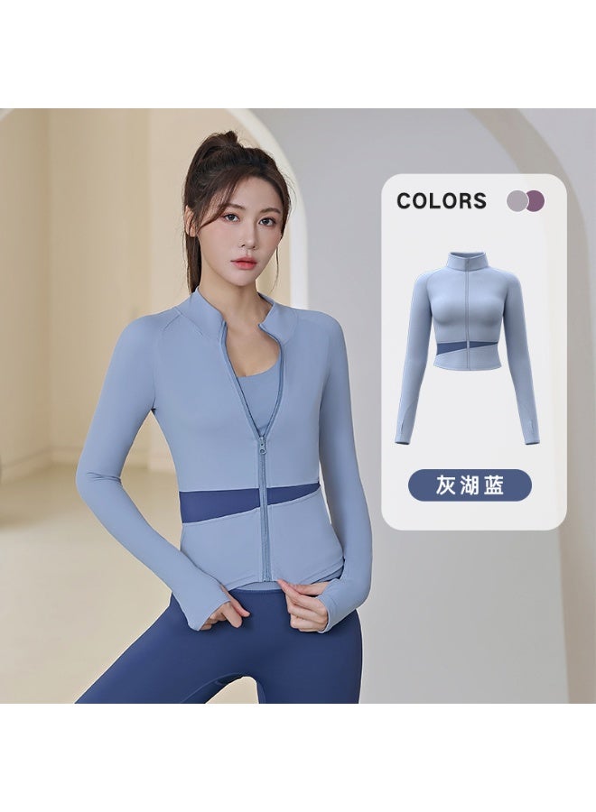 Women's Yoga Suit  Style Pullover Training Fitness Top Morning Running Quick Dry Sport Color Block Long Sleeve Jacket - Image 1