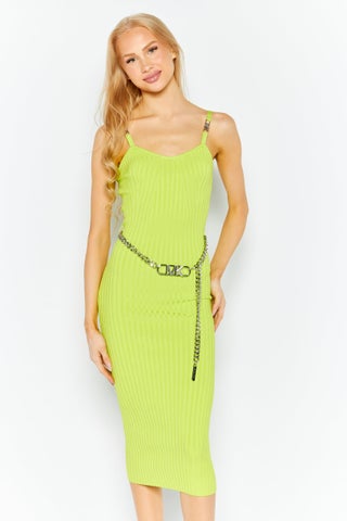 mango belt ribbed dress Ribbed knit dress - Women