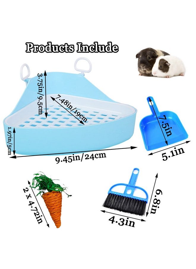 Hamiledyi - Hamiledyi Guinea Pig Potty Trainer Corner, Small Animals Triangle Plastic Litter Box, Bedding Litter Box Pee Pan Tray Toilet for Hamster Gerbil Bunny Ferret Chinchilla Hedgehog (Blue) - Image 1
