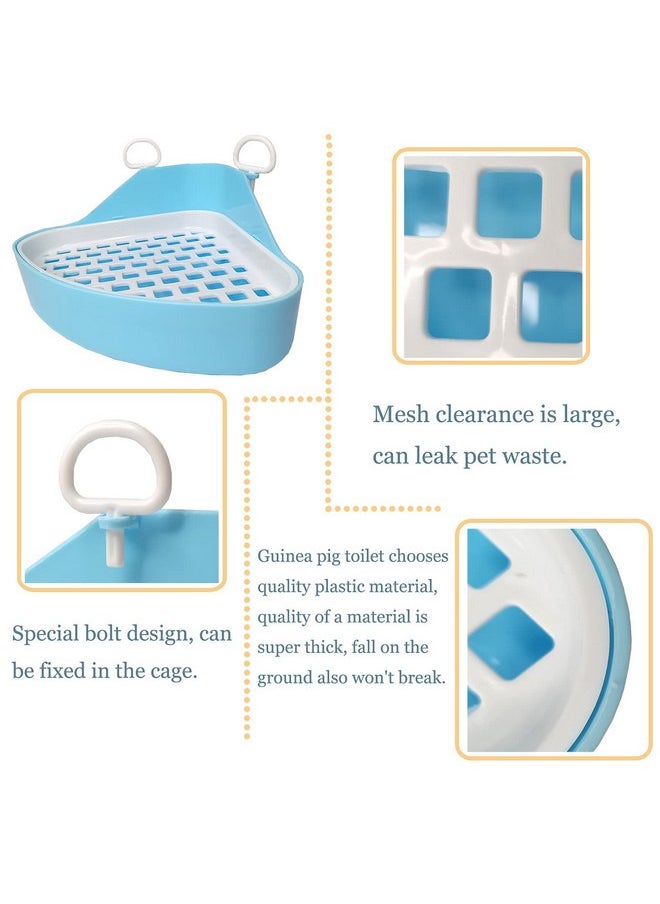 Hamiledyi - Hamiledyi Guinea Pig Potty Trainer Corner, Small Animals Triangle Plastic Litter Box, Bedding Litter Box Pee Pan Tray Toilet for Hamster Gerbil Bunny Ferret Chinchilla Hedgehog (Blue) - Image 1