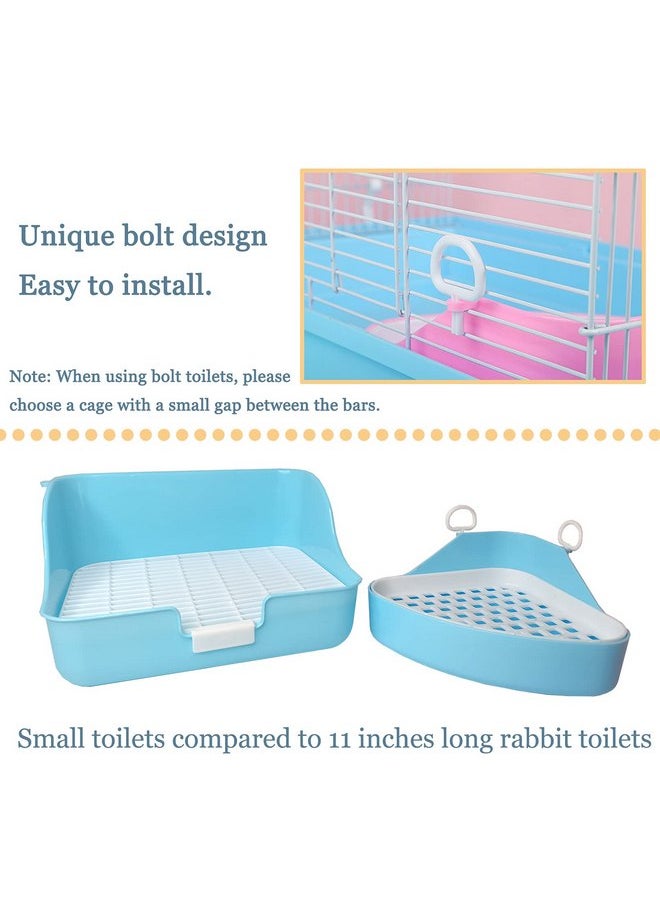 Hamiledyi - Hamiledyi Guinea Pig Potty Trainer Corner, Small Animals Triangle Plastic Litter Box, Bedding Litter Box Pee Pan Tray Toilet for Hamster Gerbil Bunny Ferret Chinchilla Hedgehog (Blue) - Image 1