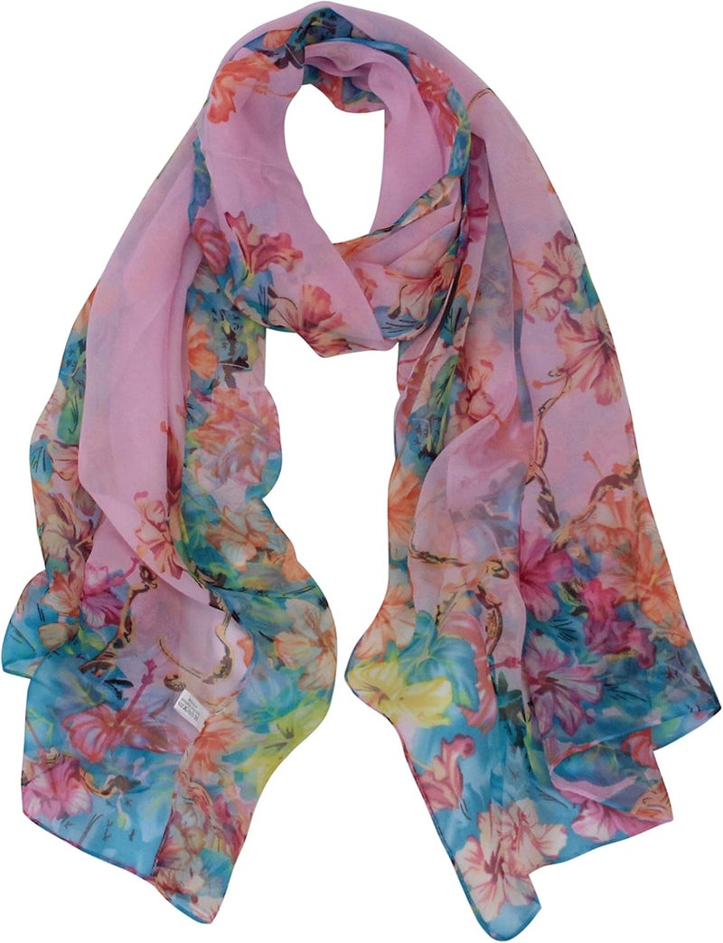 Long Chiffon Sheer Scarf Gradient Shaded Colors Lightweight Scarf For Womens