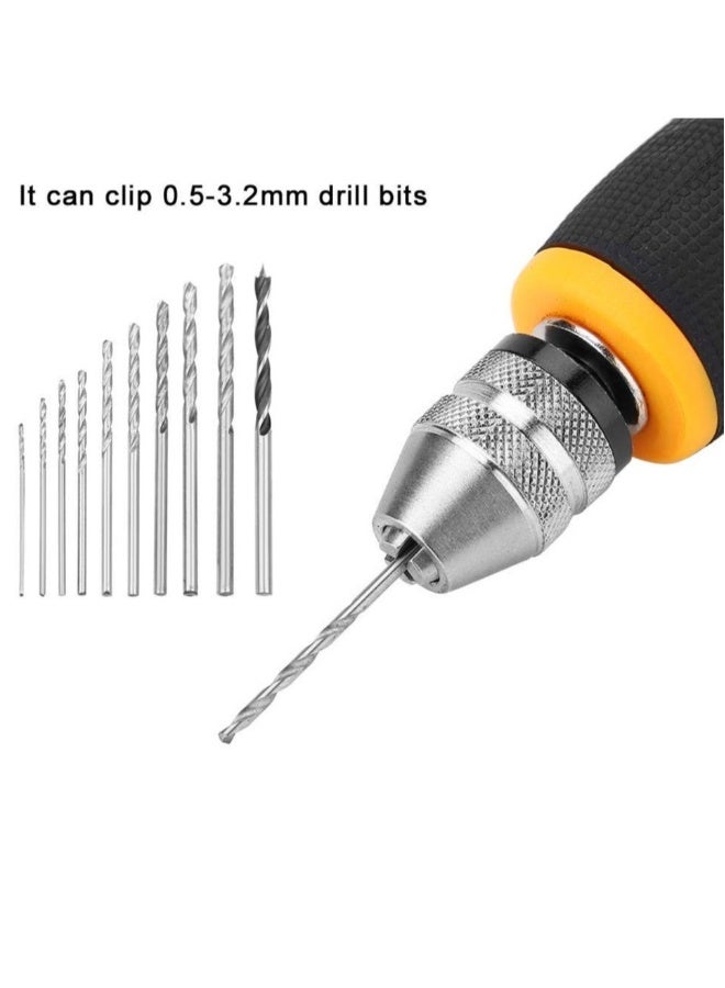Hand Drill Tool, Portable Tool Set, Small Hand Drill & 10 pcs Twist Drill Bits 0.8-3.0mm Precision Woodworking Hand Drill for Model Jewelry Rotary Tools - Image 4