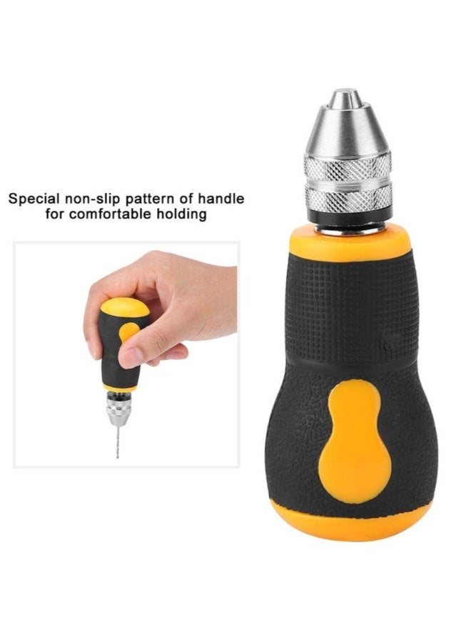 Hand Drill Tool, Portable Tool Set, Small Hand Drill & 10 pcs Twist Drill Bits 0.8-3.0mm Precision Woodworking Hand Drill for Model Jewelry Rotary Tools - Image 2