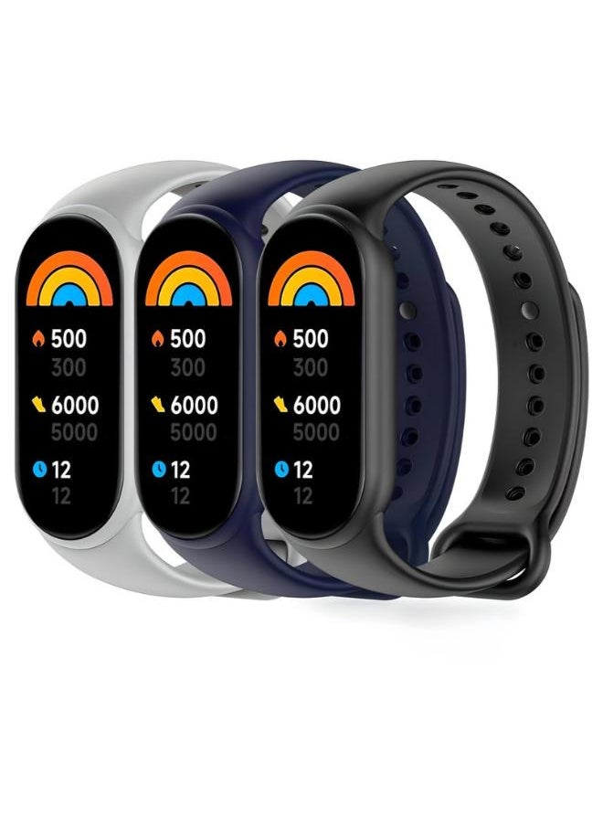 ساراونت 3 قطع من حزام Mi Band 8 أو Mi Band 9 - حزام بديل من السيليكون الناعم لـ Xiaomi Mi Band 8 أو Mi Band 9  - Image 1