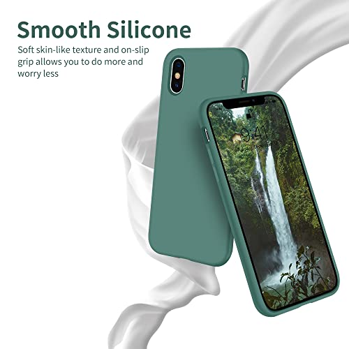 OTOFLY Compatible with iPhone X Case,Ultra Slim Fit iPhone Xs Case Liquid Silicone iPhone 10 Case with Full Body Protection Anti-Scratch Shockproof Bumper, 5.8 inch, (Pine Green) - Image 3