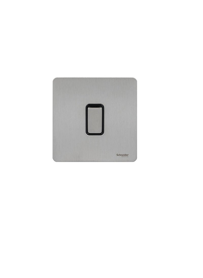Schneider Electric GU1412BSS 1 Gang Ultimate Screwless Rocker Flat Plate Switch, Stainless Steel with Black Interior - Image 1