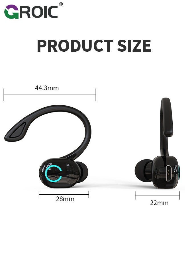 GROIC - Bluetooth Headset V5.2, Wireless Earpiece for Cell Phones with Mic Noise Cancelling, Waterproof Handsfree Sport Headset, Sport Headset for Business/Office/Driving - Image 1