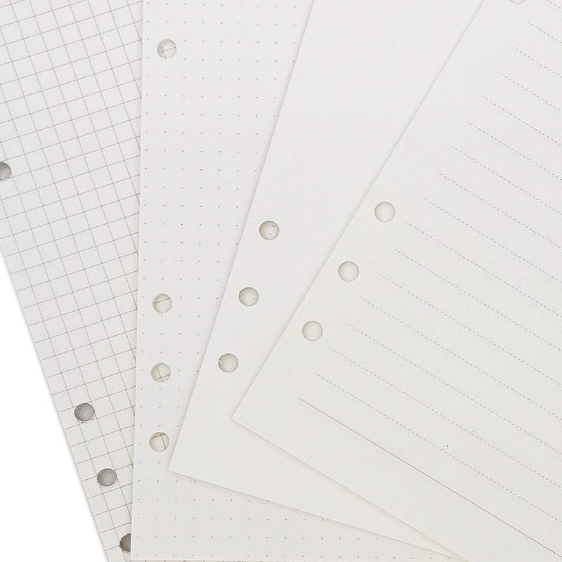 Cross-material combo compatible 1 Pack A6 80 Sheets/160 Pages 4 in 1 Lined Squared Dotted Blank Loose Leaf Punched Paper Refills Paper for 6 Hole Binder Personal Organizer Diary Notebook Refillable Planner Moisture wear upgraded quality - Image 3