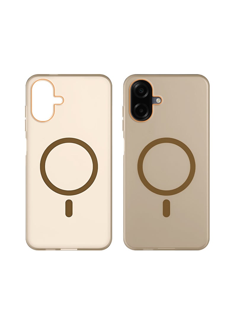 Wtech Samsung Galaxy A07 4G 2025 Hybrid Translucent Magsafe with Magnetic Charging Raised Camera Lips Elegant Look Case Cover (MCMPMN) - Brown - Image 2