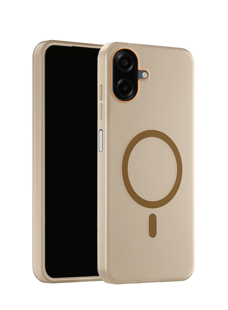 Wtech Samsung Galaxy A07 4G 2025 Hybrid Translucent Magsafe with Magnetic Charging Raised Camera Lips Elegant Look Case Cover (MCMPMN) - Brown - Image 1