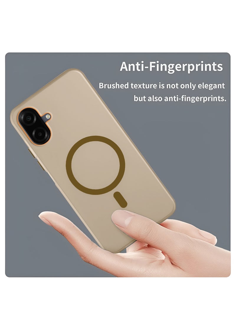 Wtech Samsung Galaxy A07 4G 2025 Hybrid Translucent Magsafe with Magnetic Charging Raised Camera Lips Elegant Look Case Cover (MCMPMN) - Brown - Image 4