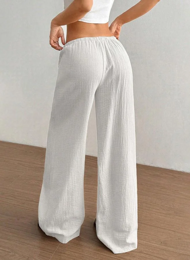 Take Two Textured Elastic Drawstring Waist Wide Leg Pants