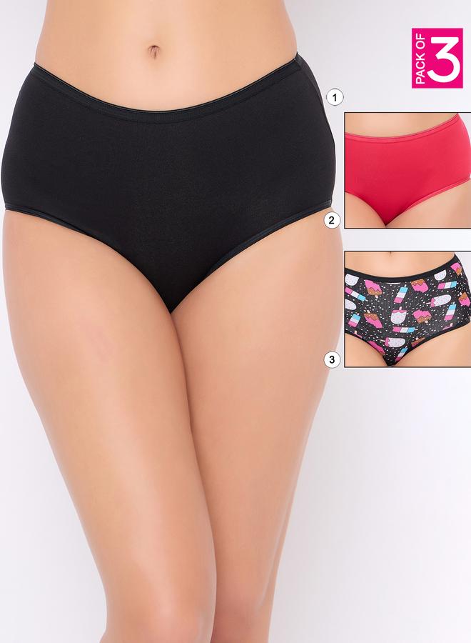 Clovia Pack of 3 - High Rise Hipster Briefs - Image 1