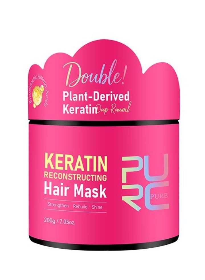 PURC 200g Keratin Reconstructing Hair Mask Strengthen Rebuild Shine Plant Derived Keratin Deep Renewal with Collagen Instant Smooth Shiny Hair Deeply Nourish Gentle Non Irritating Hair Mask - Image 1