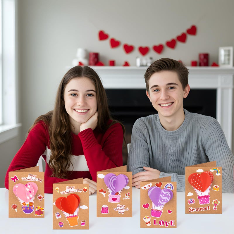 80UncleKimby 28Sets Valentines Day Crafts Card Making Kit DIY 3D Heart Cards with Envelopes Conversation Hearts Arts Craft Classroom Exchange Party Favors Bulk Supplies - Image 4