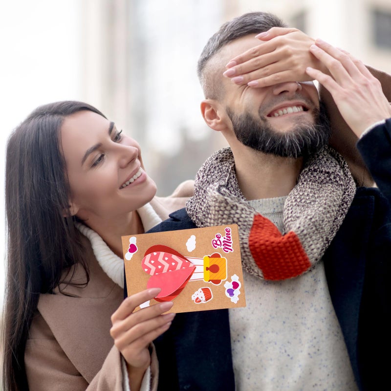 80UncleKimby 28Sets Valentines Day Crafts Card Making Kit DIY 3D Heart Cards with Envelopes Conversation Hearts Arts Craft Classroom Exchange Party Favors Bulk Supplies - Image 5