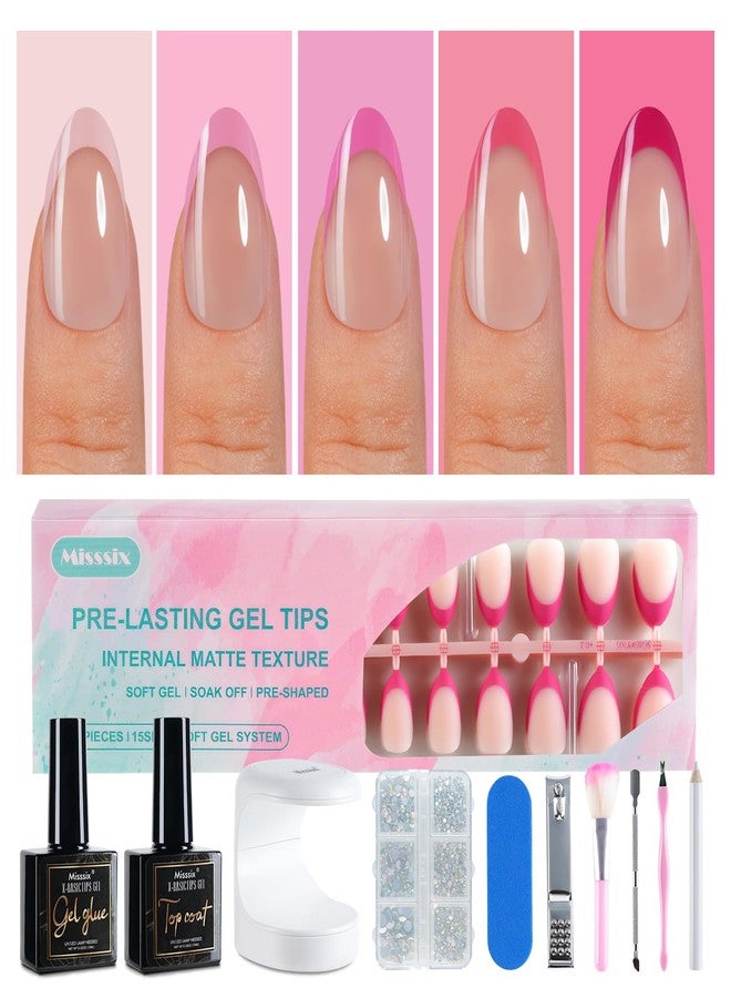 Misssix French Tip Press On Nails, 150Pcs French Gel Nail Tips, Short Almond Soft Gel Fake Nails, X-BASIC Tips Starter Kit for Nail Art DIY 15 Sizes - Image 1