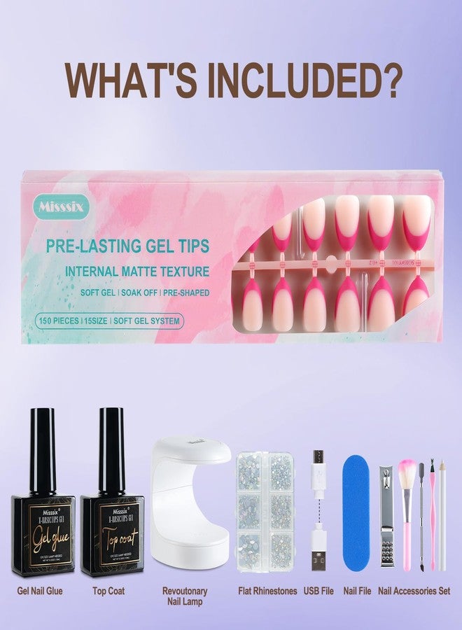 Misssix French Tip Press On Nails, 150Pcs French Gel Nail Tips, Short Almond Soft Gel Fake Nails, X-BASIC Tips Starter Kit for Nail Art DIY 15 Sizes - Image 4