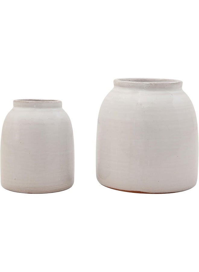 Creative Co-op Creative CoOp White Terracotta Vases Set of Sizes  - Image 3