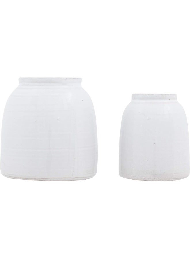 Creative Co-op Creative CoOp White Terracotta Vases Set of Sizes  - Image 2