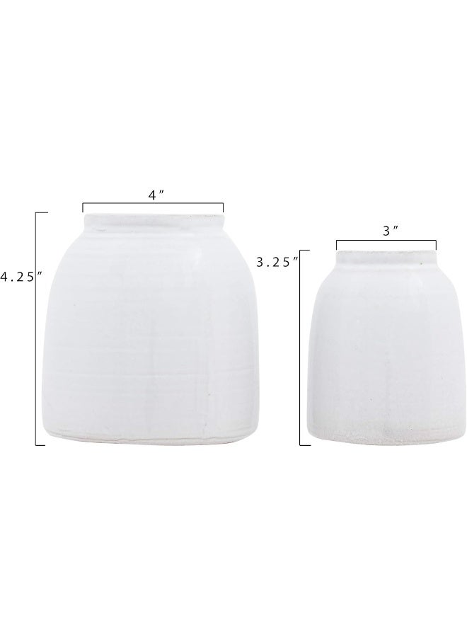 Creative Co-op Creative CoOp White Terracotta Vases Set of Sizes  - Image 4