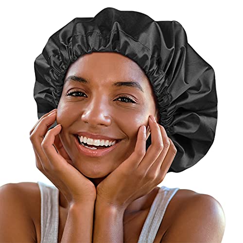 Heerf Jumbo Shower Cap for Men and Women with Box Braid, Locs, Long Curly Hair to Prevent Frizz - Image 1