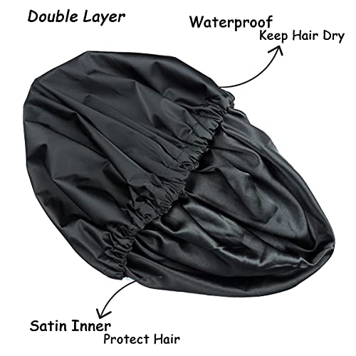 Heerf Jumbo Shower Cap for Men and Women with Box Braid, Locs, Long Curly Hair to Prevent Frizz - Image 3