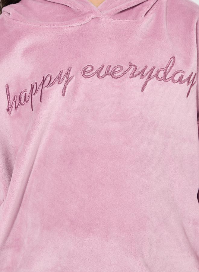 Styli Embroidery Detail Velvet Oversized Hoodie & Jogger Set  - Image 3