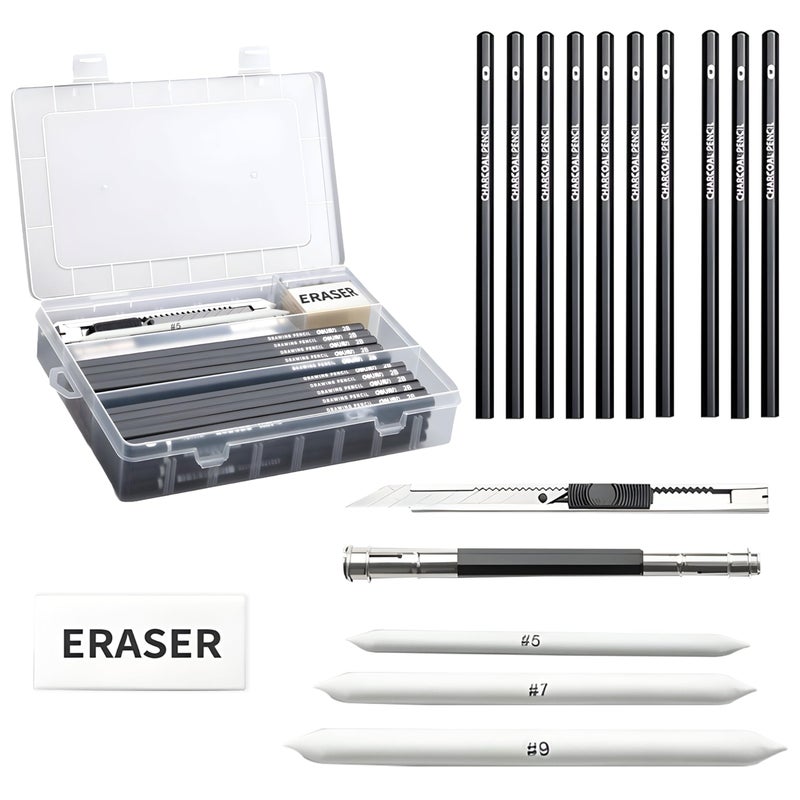 DaKos Sketch Pencil Set of 27 Pieces - Drawing Pencil Set and Shading Pencil Set for Artists, Perfect Sketching Kit of Charcol Pencil and Shading Art with Carry Box (MFP1227) - Image 1