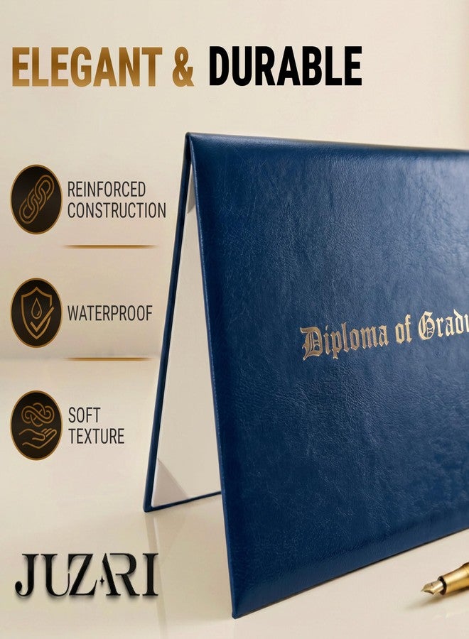 JUZARI Diploma Holder 8.5 x 11 Blue - Faux Leather Diploma Cover Folder Book - Graduation Certificate Case - Protective Professional Document High School Diploma Certificate 8.5" x 11" - Image 5