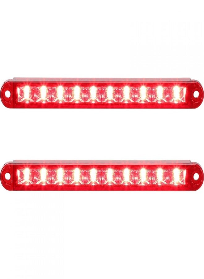 Partsam 2pcs 6-1/2 6.5" Trailer Stop Turn Parking Tail Clearance Light Bars Strips Red Led 10-2835 SMD Red Lens with Scews 3 Wire Pigtails 12V IP67 Waterproof - Image 2