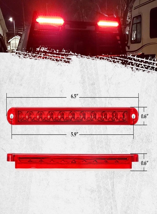 Partsam 2pcs 6-1/2 6.5" Trailer Stop Turn Parking Tail Clearance Light Bars Strips Red Led 10-2835 SMD Red Lens with Scews 3 Wire Pigtails 12V IP67 Waterproof - Image 5