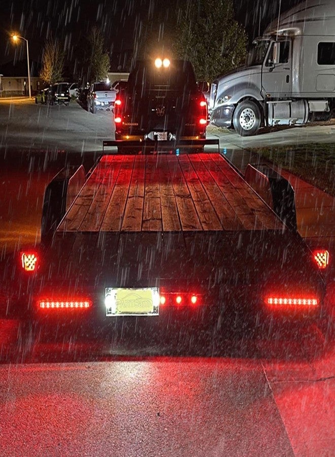 Partsam 2pcs 6-1/2 6.5" Trailer Stop Turn Parking Tail Clearance Light Bars Strips Red Led 10-2835 SMD Red Lens with Scews 3 Wire Pigtails 12V IP67 Waterproof - Image 4