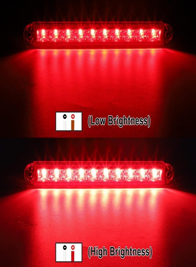 Partsam 2pcs 6-1/2 6.5" Trailer Stop Turn Parking Tail Clearance Light Bars Strips Red Led 10-2835 SMD Red Lens with Scews 3 Wire Pigtails 12V IP67 Waterproof - Image 3