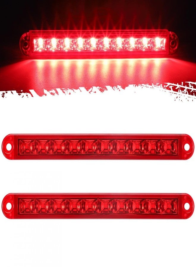 Partsam 2pcs 6-1/2 6.5" Trailer Stop Turn Parking Tail Clearance Light Bars Strips Red Led 10-2835 SMD Red Lens with Scews 3 Wire Pigtails 12V IP67 Waterproof - Image 1