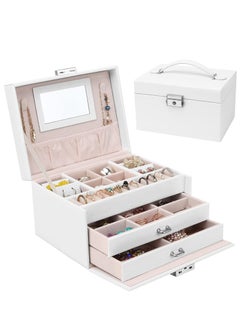 Jewellery Box with Drawers for Women and Girls, PU Leather Large Jewellery Organiser for Rings, Earrings, Bracelets, Necklaces and more