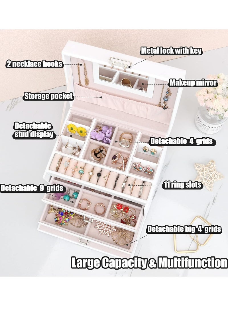 Gerenic - Jewellery Box with Drawers for Women and Girls, PU Leather Large Jewellery Organiser for Rings, Earrings, Bracelets, Necklaces and more - Image 1