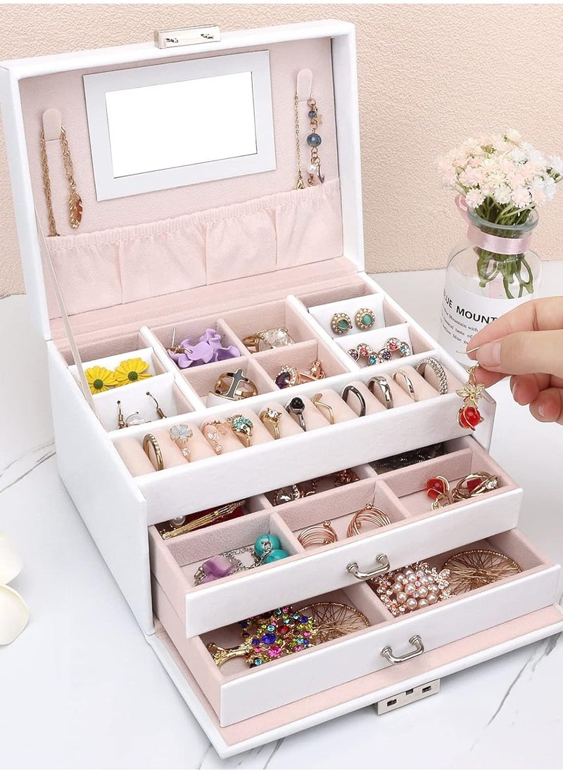 Gerenic - Jewellery Box with Drawers for Women and Girls, PU Leather Large Jewellery Organiser for Rings, Earrings, Bracelets, Necklaces and more - Image 1
