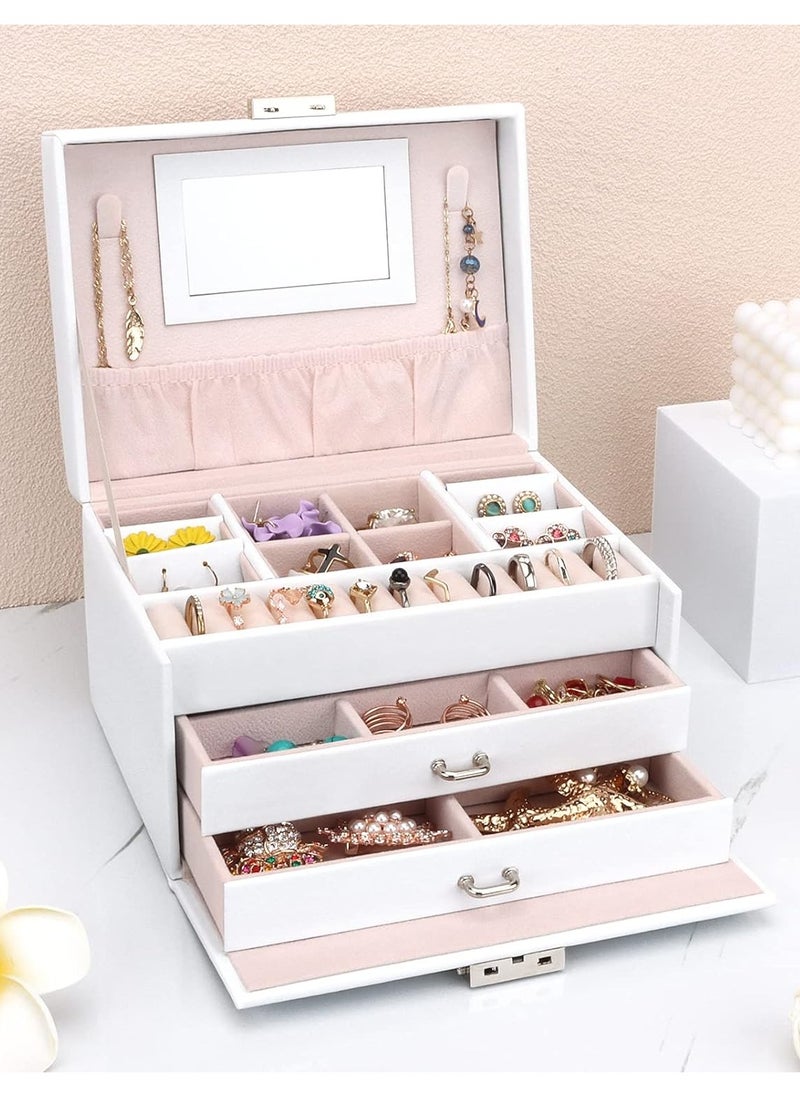 Gerenic - Jewellery Box with Drawers for Women and Girls, PU Leather Large Jewellery Organiser for Rings, Earrings, Bracelets, Necklaces and more - Image 1
