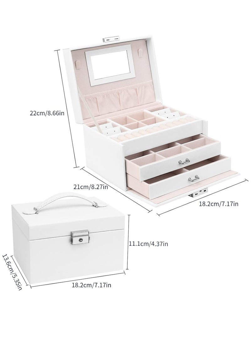 Gerenic - Jewellery Box with Drawers for Women and Girls, PU Leather Large Jewellery Organiser for Rings, Earrings, Bracelets, Necklaces and more - Image 1