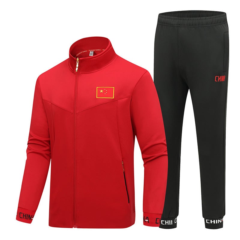 National Fashion Sports And Leisure Suit Men'S Coat Stand Collar Straight Pants Couple Sweater Men'S Pass Code Group Training Clothes - Image 1