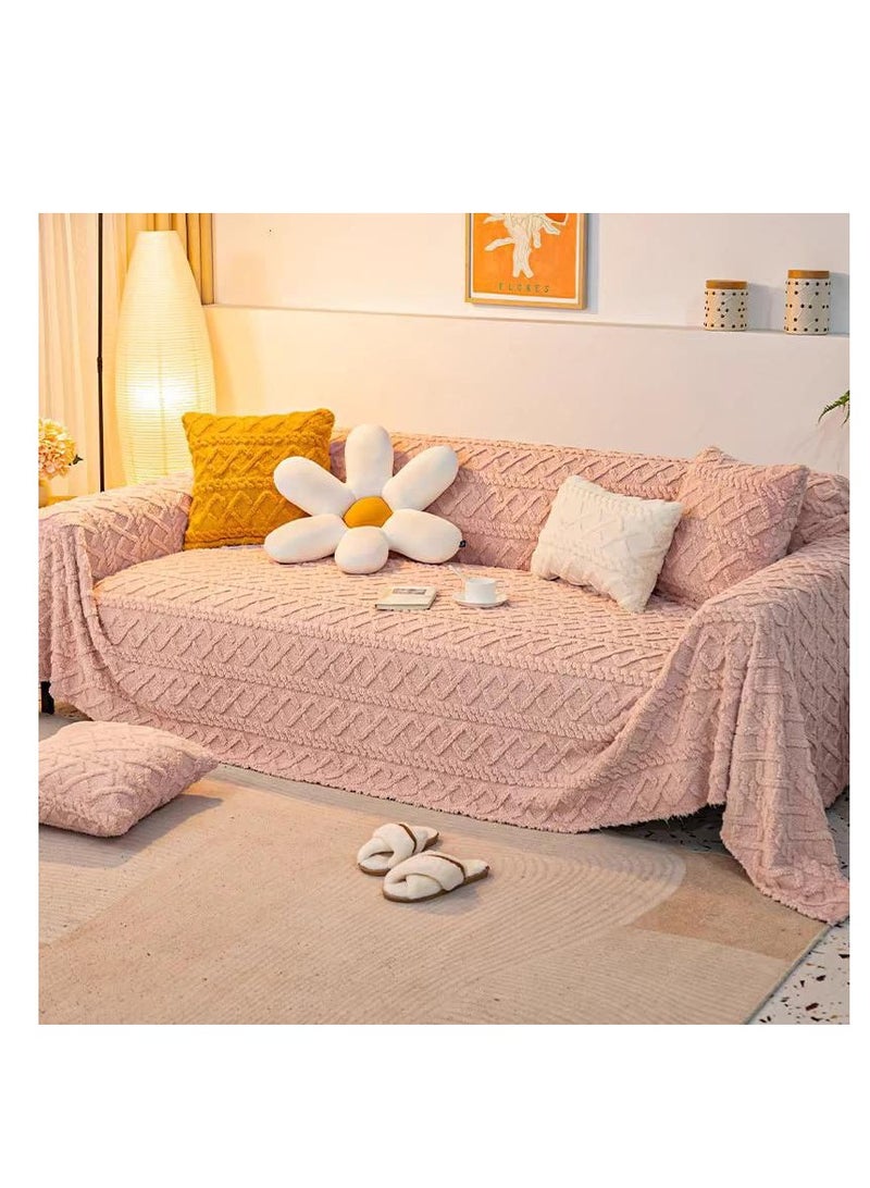 Winter Super Soft Plush Sofa Cover Solid Color Jacquard Velvet  Sofa Towel Thick Non-slip 230*200cm