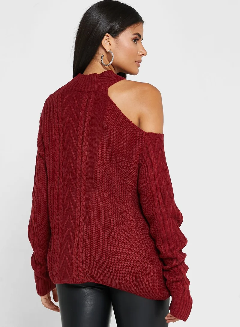 ELLA Sweater With One Shoulder Cut Out