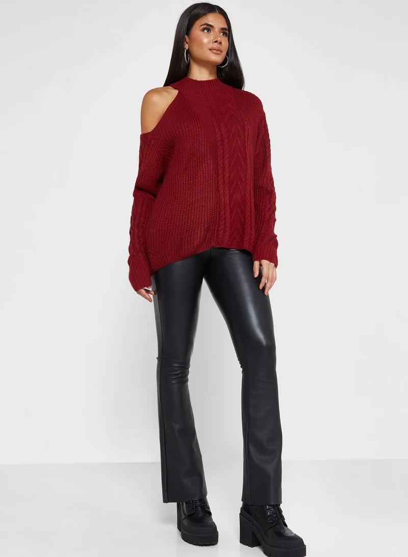 ELLA Sweater With One Shoulder Cut Out
