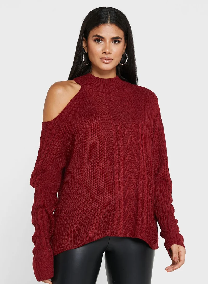 ELLA Sweater With One Shoulder Cut Out