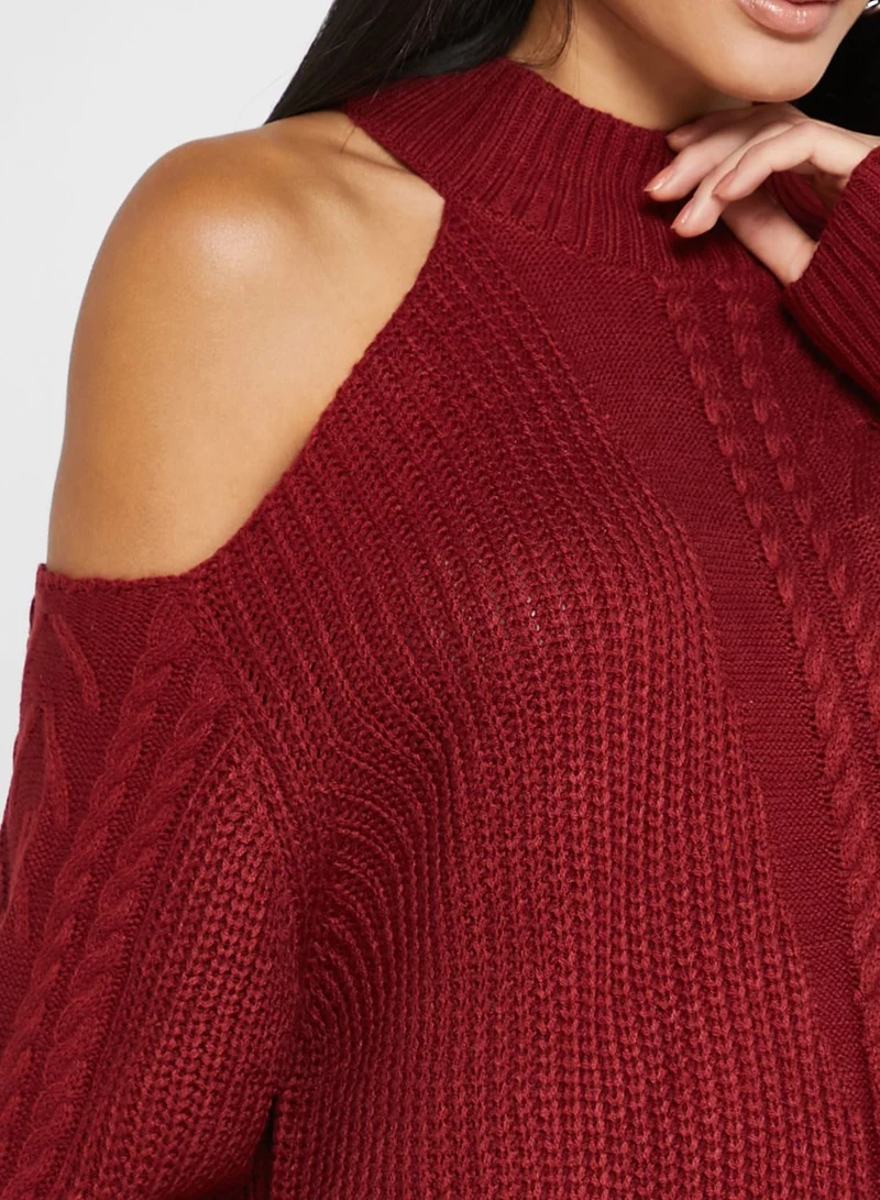ELLA Sweater With One Shoulder Cut Out