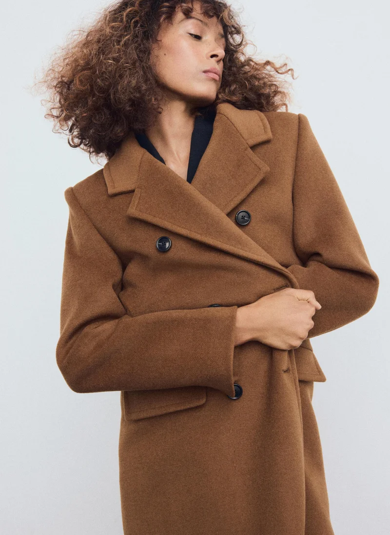 MANGO Double-breasted wool coat